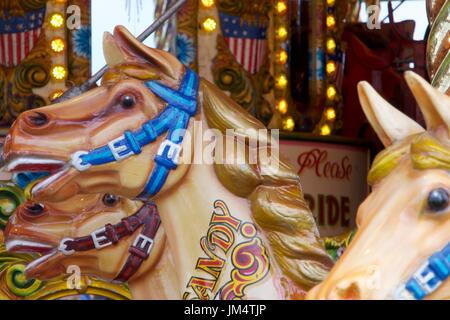 Détail de chevaux sur des expositions landcruiser ride à Masham, juste à vapeur Masham, North Yorkshire, UK Banque D'Images