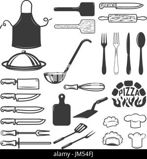 Ensemble de cuisine isolé sur fond blanc. L'élément de conception de logo, étiquette, emblème, signe. Vector illustration Illustration de Vecteur