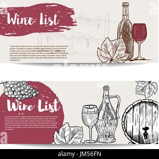 Liste vin modèles de page. Éléments de conception pour le menu, affiche, flyer. Vector illustration Illustration de Vecteur