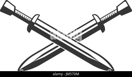 Deux épées croisées isolé sur fond blanc. Vector illustration Illustration de Vecteur