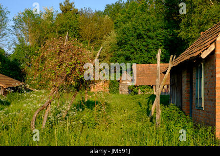 Dépendances dans le jardin d'une maison de village rural typique dans la région de zala en Hongrie Banque D'Images