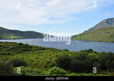 Voir Port de Killary à partir de la route N59 dans le comté de Galway, Irlande Banque D'Images