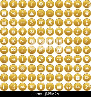Festival de rue 100 icons set gold Illustration de Vecteur