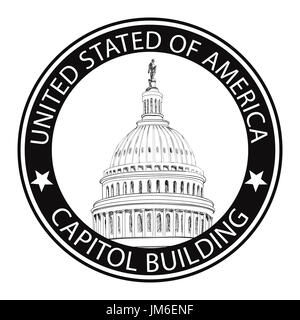 Washington DC Capitol paysage, USA. Dessin au crayon. Capitol Building Hand Drawn Vector Illustration. United States Capitol Grunge Rubber Stamp (Capi Banque D'Images