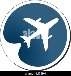 Icône d'origine d'un avion, bleu et blanc Illustration de Vecteur