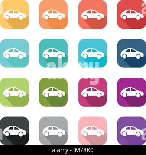 Voiture dans l'icône colorée de style design plat Illustration de Vecteur