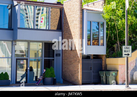 Assis sur une plante en pot. Banque D'Images