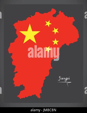 La carte de la Chine avec l'illustration du drapeau national chinois Illustration de Vecteur