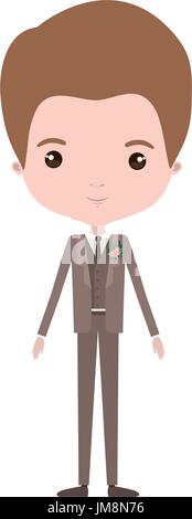 Caricature colorée en homme marié costume formel de Mariage Élégance Illustration de Vecteur