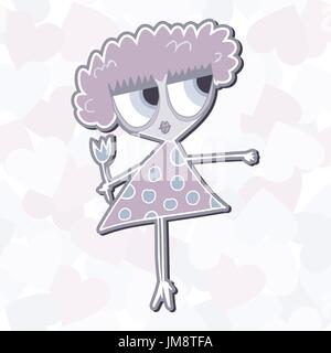 Fille avec fleur. vector illustration. Eps 10. La jeune fille aux cheveux rouges Illustration de Vecteur