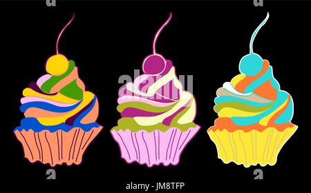 Ensemble de petits gâteaux et muffins, vector illustration. Eps 10 Illustration de Vecteur