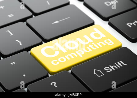 Concept réseau Cloud : Cloud Computing le clavier de l'ordinateur de l'arrière-plan Banque D'Images