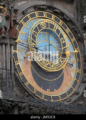 Horloge astronomique, l'Ancien hôtel de ville Staroměstská radnice (Staré Město), Prague, République Tchèque Banque D'Images