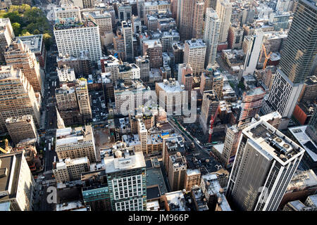 Vue aérienne de New York City à bas sur nomad midtown south central USA Banque D'Images