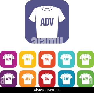 T-shirt avec print ADV icons set Illustration de Vecteur