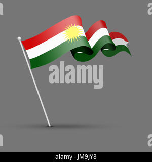 Illustration du drapeau agitant de la région du Kurdistan dans le nord de l'Irak en format vectoriel Banque D'Images