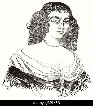 Ancien portrait gravé de Marie de Rabutin-Chantal, Marquise de Sévigné (Madame de Sévigné, 1626 - 1696). Créé par Frani, Andrew, Best et Leloir, pu Banque D'Images