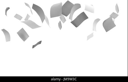 Vol de groupe ou la chute des feuilles de papier blanc 3d. Isolé sur blanc. Le rendu 3D Banque D'Images