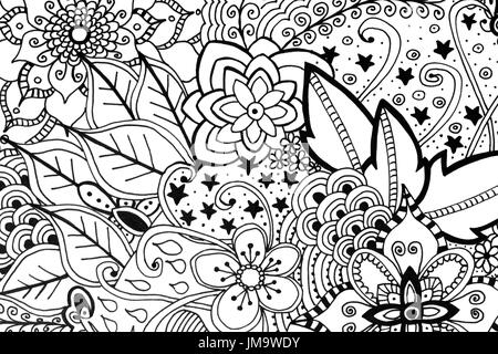 Livre de coloriage adultes hand drawn illustration, nouvelle tendance du stress Banque D'Images