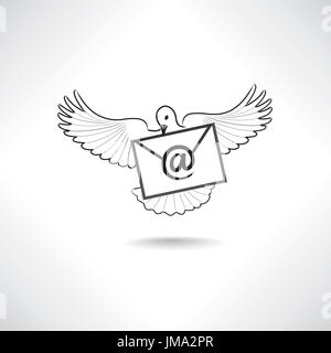 E-mail symbole. L'icône Courrier avec colombe. Banque D'Images