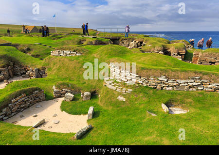 Skara Brae - village néolithique ruines près de Sandwick, Île Orcades, en Écosse, au Royaume-Uni. UNESCO World Heritage Site. Banque D'Images