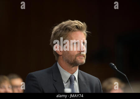 Washington DC, 26 juillet 2017, USA : l'acteur Paul Sparks, qui a le diabète de type 1, témoigne à un comité sénatorial spécial sur le vieillissement, à Washington, DC. Patsy Lynch/MediaPunch Banque D'Images