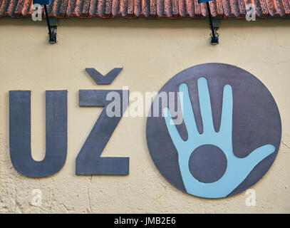 Le symbole d'Uzupis république, un pays fictif à Vilnius, qui est situé dans la zone appropriée de la ville Banque D'Images