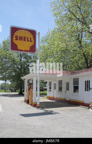 Soulsby vieille station shell dans la région de mount olive sur la route 66 en Illinois Banque D'Images