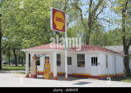 Soulsby vieille station shell dans la région de mount olive sur la route 66 en Illinois Banque D'Images