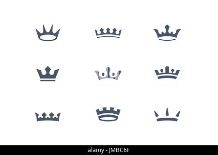 Ensemble de couronnes royales, icônes et logos Illustration de Vecteur