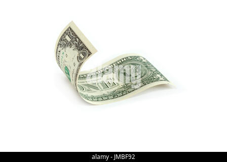 Agita une dollar bill sur fond blanc. Isolé avec clipping path Banque D'Images