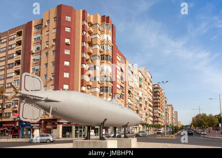 Cartagena, Espagne - 28 mai 2017 : Réplique de la sous-marin Peral historique dans la ville de Cartagena, Murcia province, Espagne Banque D'Images