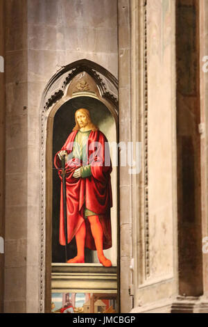 Italie Florence - 06 novembre 2016 : le point de vue de la peinture San Giuliano par Francesco Botticini et Jacopo del Sellaio dans l'église Orsanmichele sur Novembre Banque D'Images