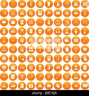 100 Infraction pénale icons set orange Illustration de Vecteur