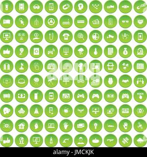 Hi-tech 100 icons set green Illustration de Vecteur