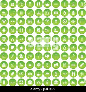 100 La santé de l'icons set green Illustration de Vecteur