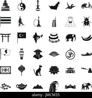 Les choses de l'Asie, le style simple icons set Illustration de Vecteur