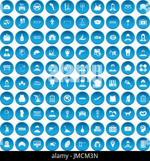 100 travail favorite icons set blue Illustration de Vecteur