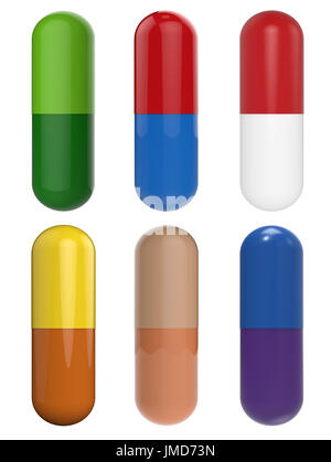 Capsule colorée pills isolated on white Banque D'Images