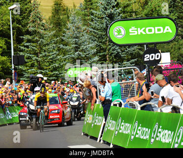 SERRE-CHEVALIER ,FRANCE-Juillet 19, 2017.Primoz Roglic le gagnant de l'étape 17 à Serre Chevalier , Mure-Serre La route Chevalier,Tour de France 2017 Banque D'Images