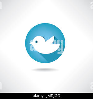 Trendy bleu rond oiseau twitter médias sociaux signe. L'icône d'oiseaux. Banque D'Images