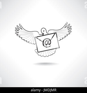 E-mail symbole. L'icône Courrier avec colombe. Banque D'Images