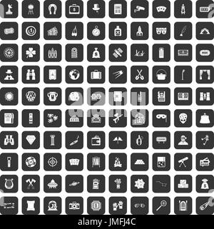 100 jeux adultes icons set black Illustration de Vecteur