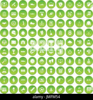 Victoire 100 icons set green Illustration de Vecteur