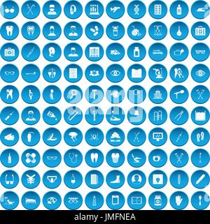 Treatmet 100 medical icons set blue Illustration de Vecteur