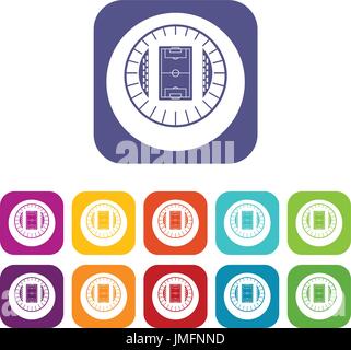 Stade ronde Vue de dessus icons set Illustration de Vecteur