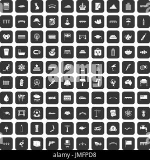 Pont 100 icons set black Illustration de Vecteur