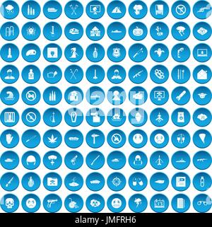 L'oppression 100 icons set blue Illustration de Vecteur