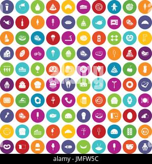 100 calories icons set color Illustration de Vecteur