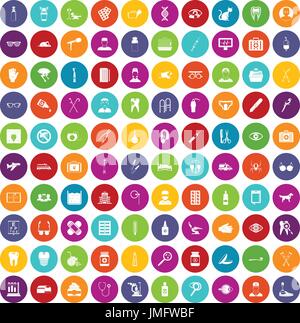 100 icônes de couleur Illustration de Vecteur